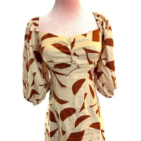 NWOT ASTR the Label Heather Dress Linen Rust Abstract Lined Open Waist XS - Picture 3 of 13